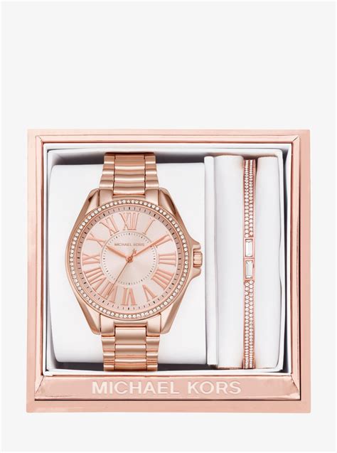 michael kors watch and bracelet set|Michael Kors gift wrap box.